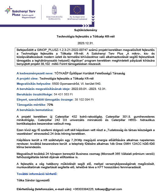 GINOP PLUSZ zaro sk